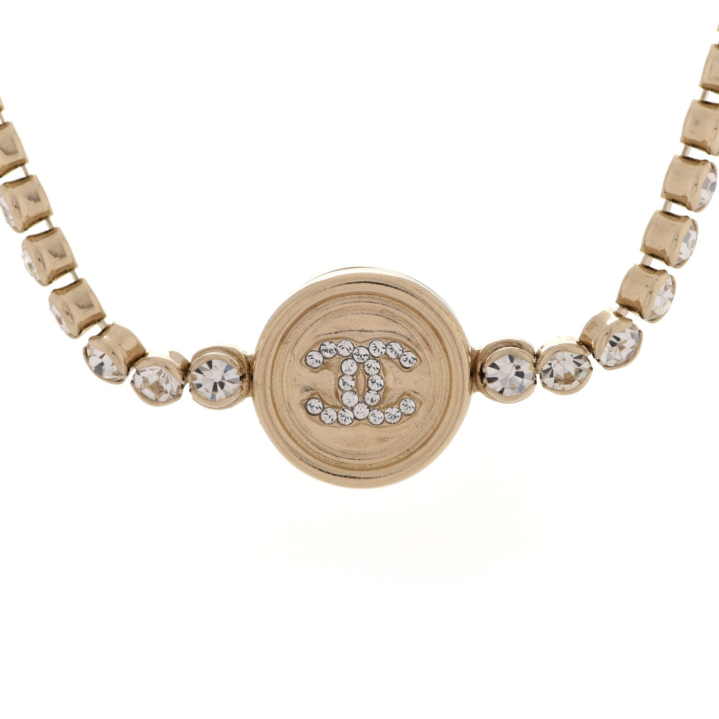 Crystal CC Chain Short Necklace Gold