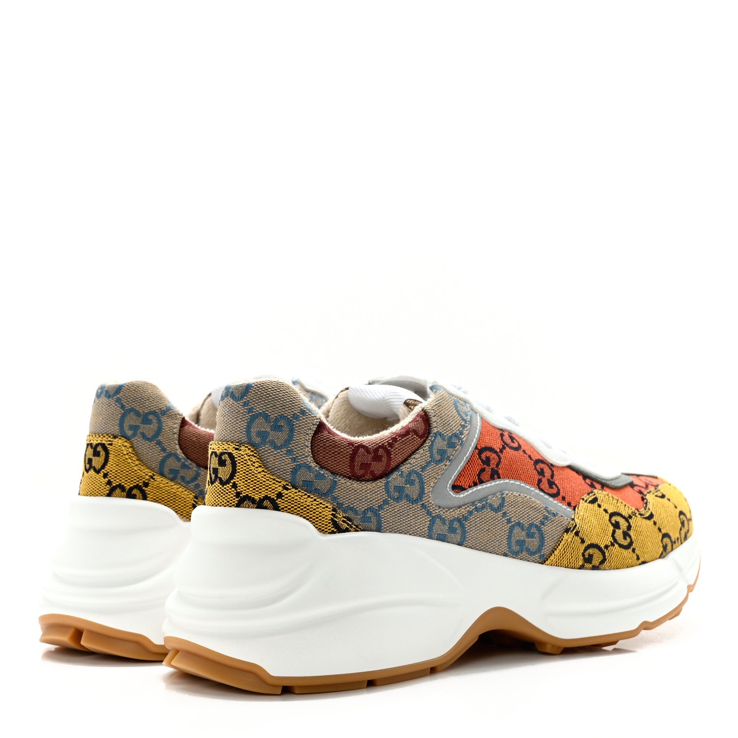 Gucci Monogram Multicolor Demetra Womens Rhyton Sneakers 38 Yellow Blue Great White Tabasco 4 of 9