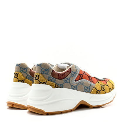 Gucci Monogram Multicolor Demetra Womens Rhyton Sneakers 38 Yellow Blue Great White Tabasco 4 of 9