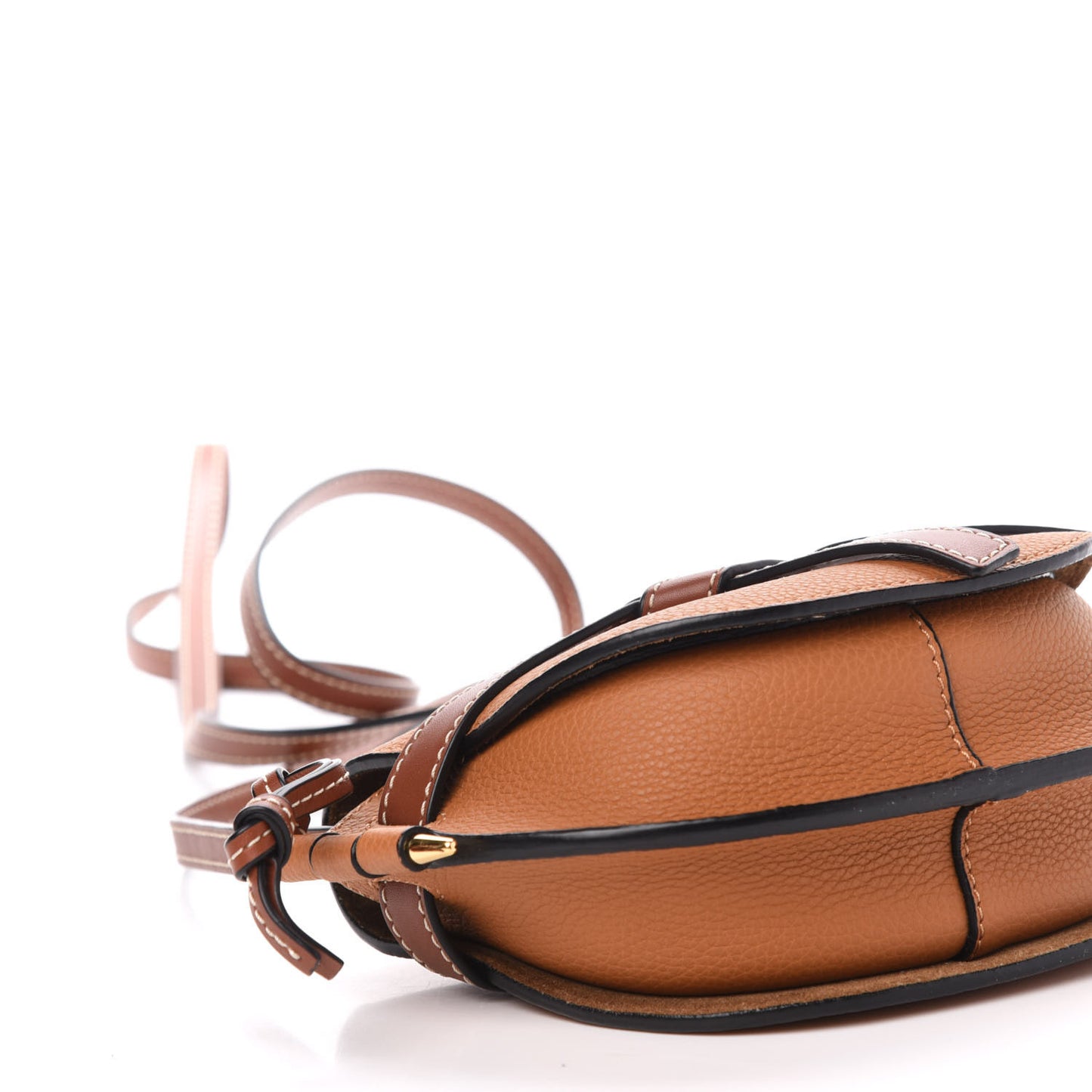 Grained Calfskin Mini Gate Crossbody Bag Caramel Pecan