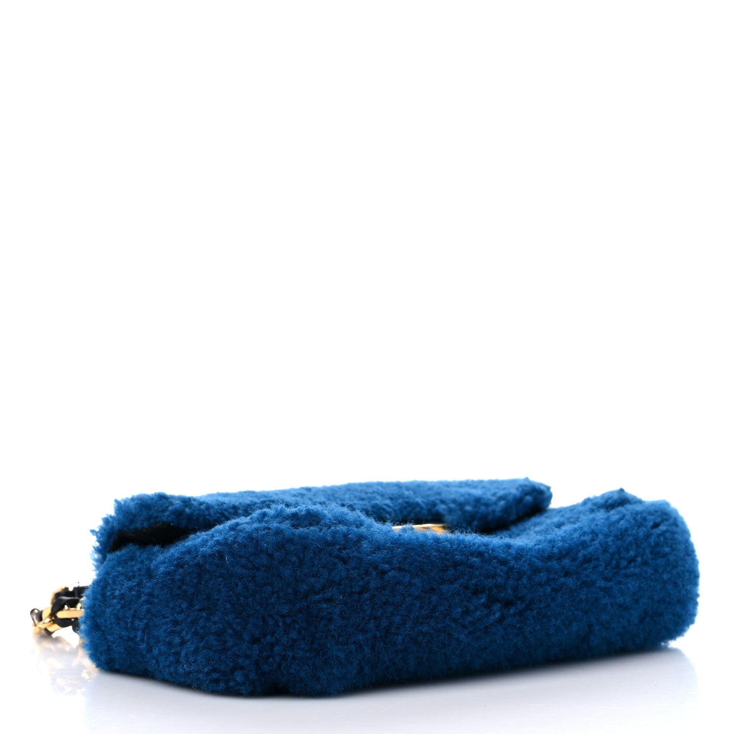 Fendi Shearling Nappa Mini Be Baguette Shoulder Bag Blue Black 4 of 11