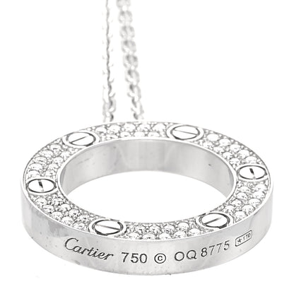 Cartier 18K White Gold Diamond LOVE Paved Necklace 5 of 7