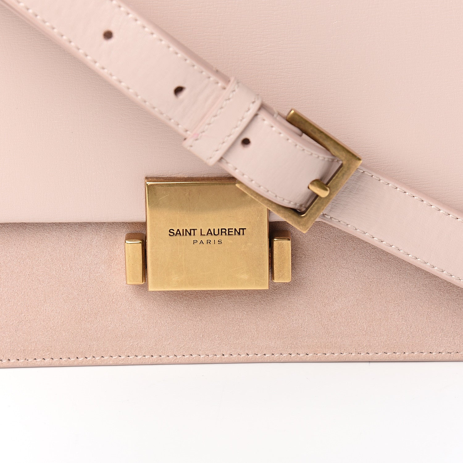 Saint Laurent Smooth Calfskin Suede Medium Bellechasse Bag Marble Pink 9 of 9