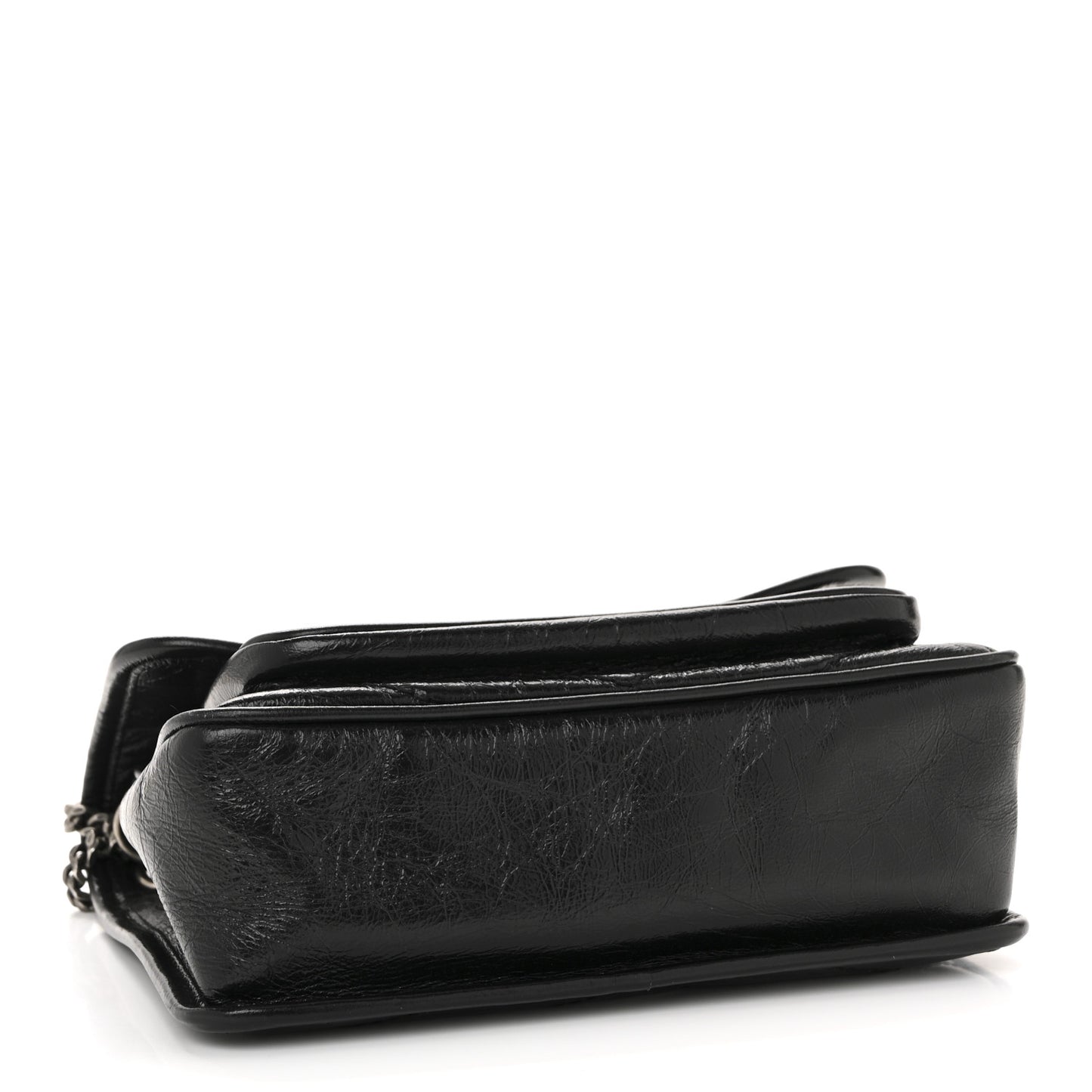 Crinkled Calfskin Matelasse Monogram Baby Niki Chain Satchel Black