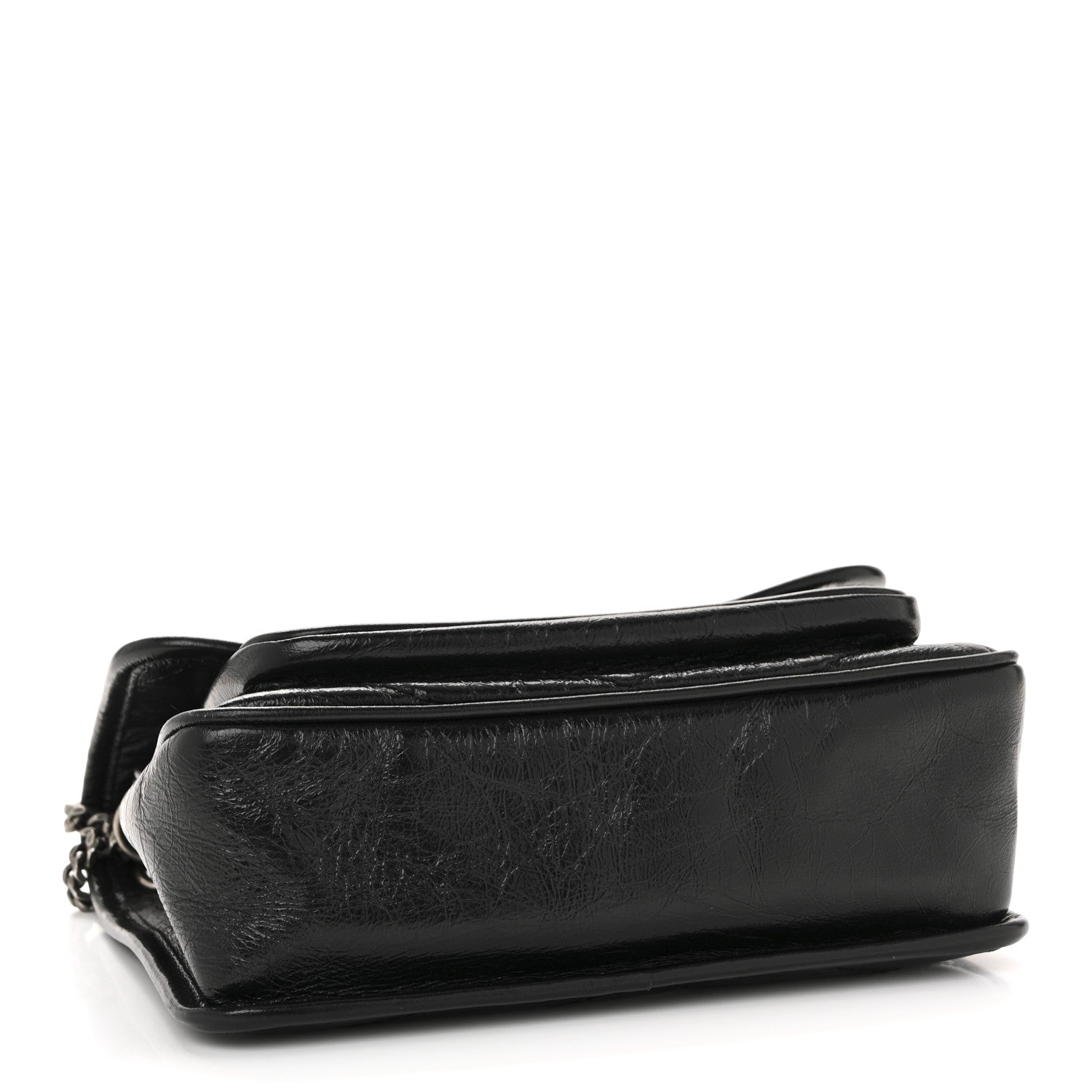 Saint Laurent Crinkled Calfskin Matelasse Monogram Baby Niki Chain Satchel Black 4 of 13
