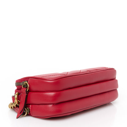 Gucci Calfskin Matelasse Mini GG Marmont Chain Crossbody Bag Hibiscus Red 4 of 12