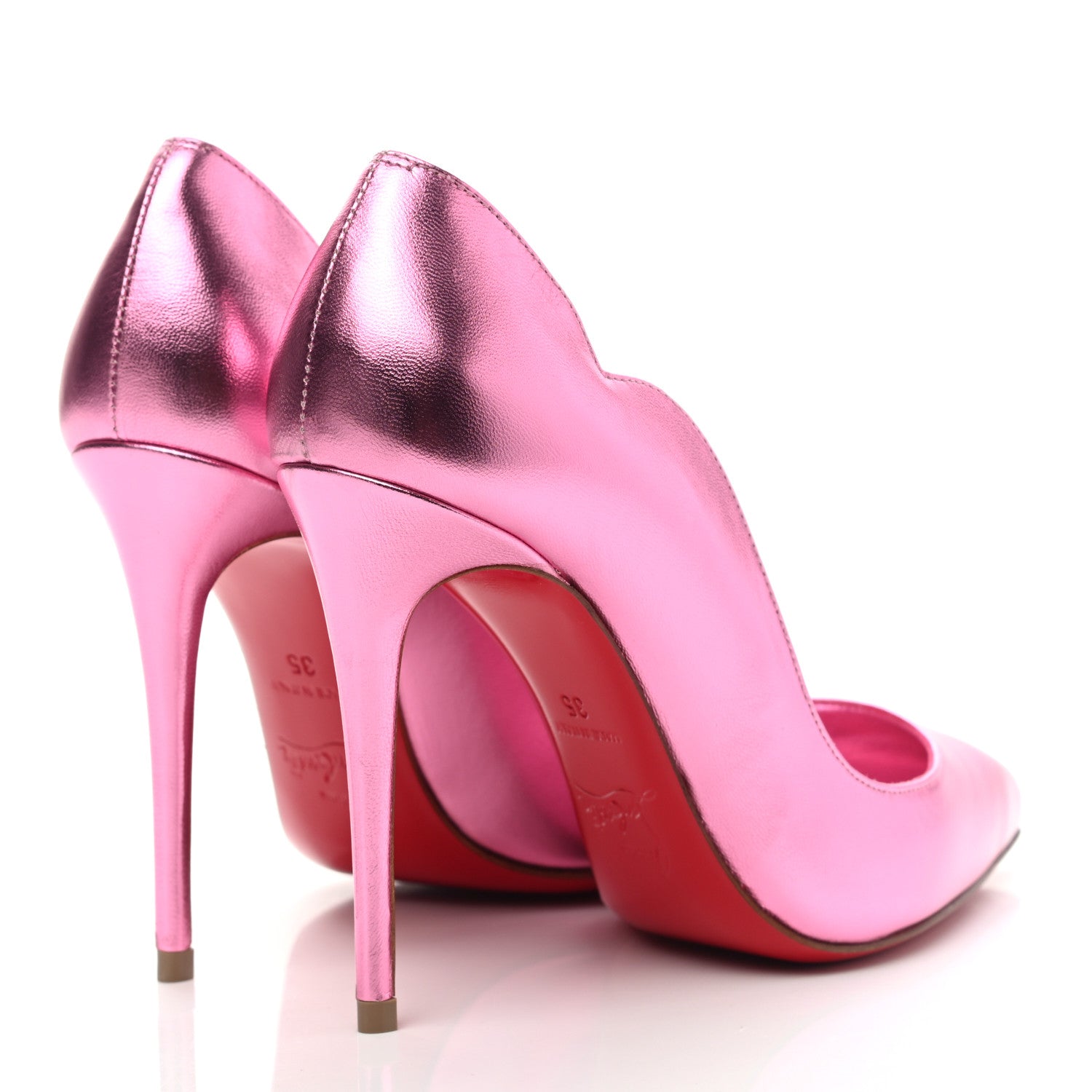 Christian Louboutin Metallic Patent Hot Chick 100 Pumps 35 Pink 4 of 8