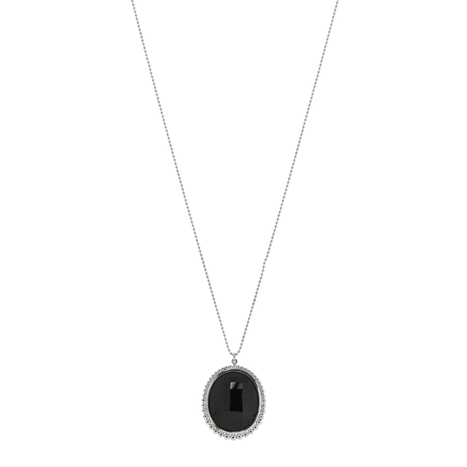 Tiffany Sterling Silver Black Onyx Ziegfeld Oval Pendant Necklace 1 of 5
