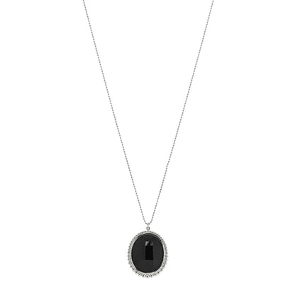 Tiffany Sterling Silver Black Onyx Ziegfeld Oval Pendant Necklace 1 of 5