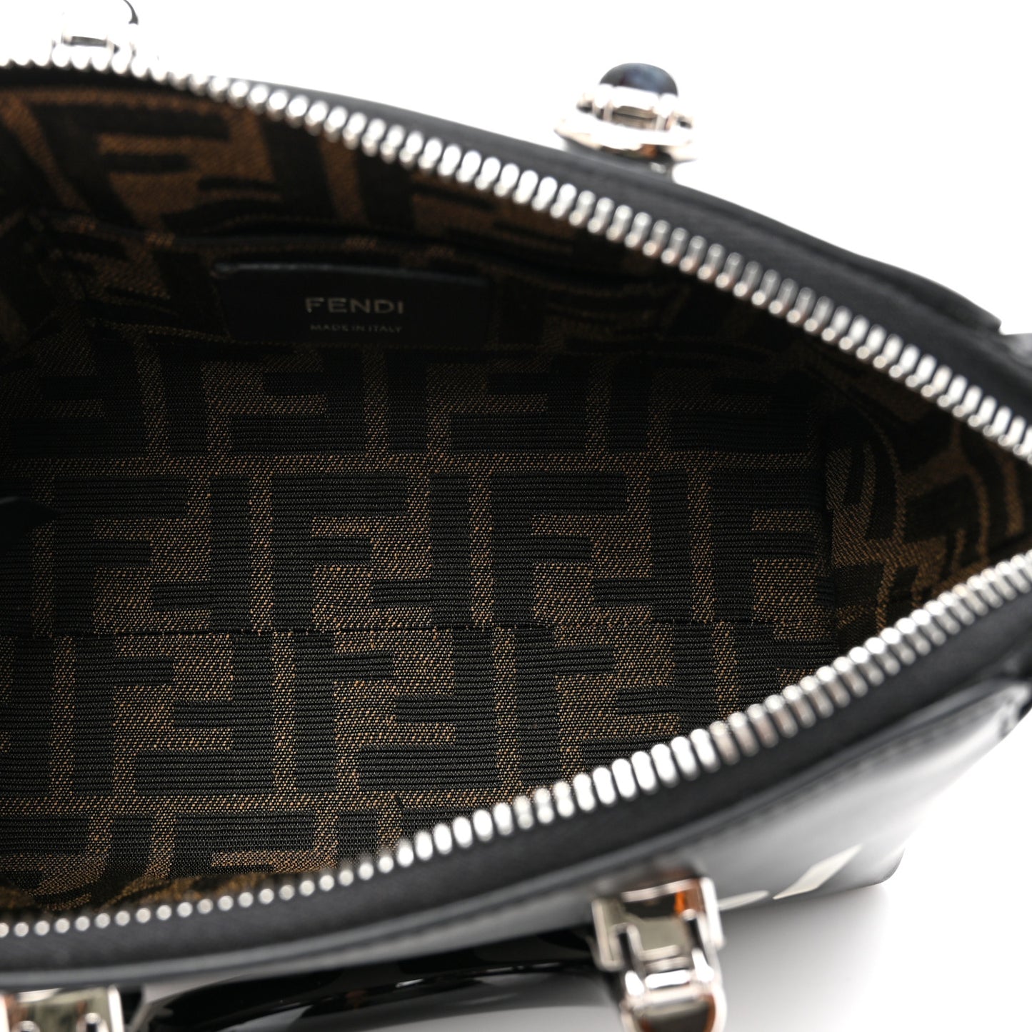 Vitello King Plexiglass Logo Embossed Mini By The Way Top Handle Boston Bag Black White