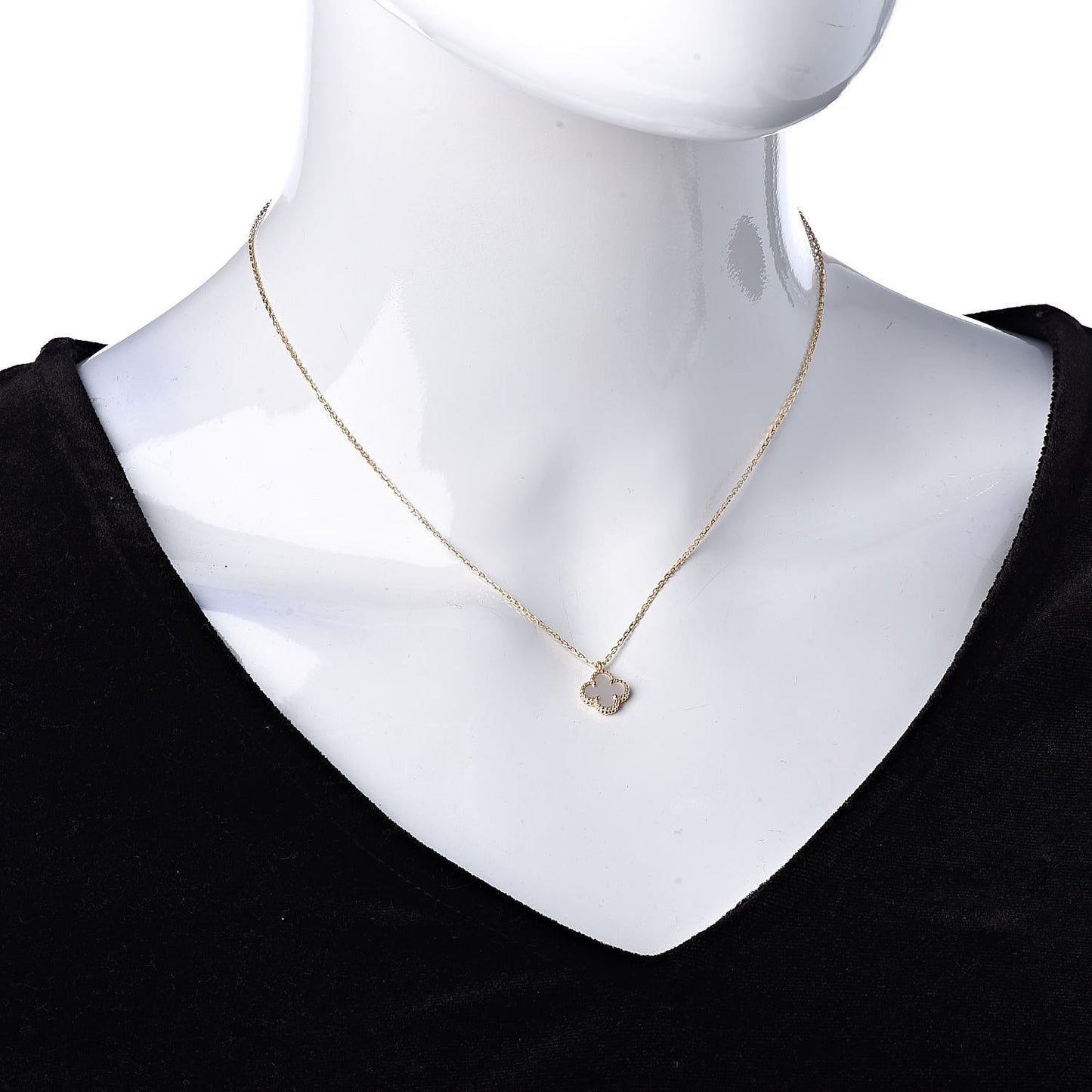 18K Yellow Gold Mother of Pearl Sweet Alhambra Pendant Necklace