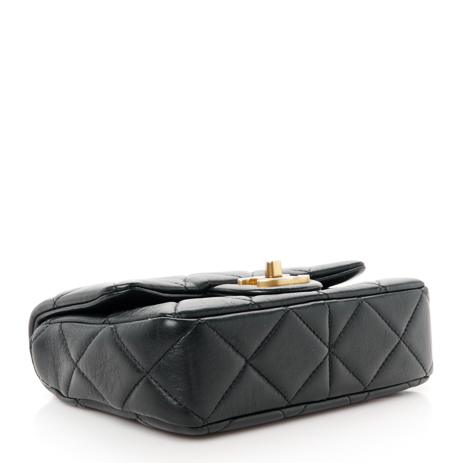Chanel Lambskin Enamel Quilted Mini Pending CC Square Flap Black 4 of 11