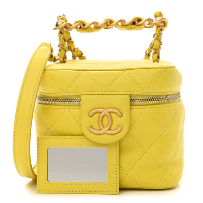 Chanel Calfskin Quilted Small Vanity Case With Chain Yellow 1 of 10