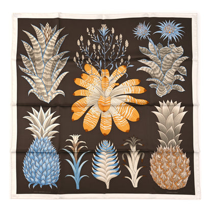 Hermes Silk Index Bromeliaceae Scarf 90 Ebene Bleu Miel 1 of 3