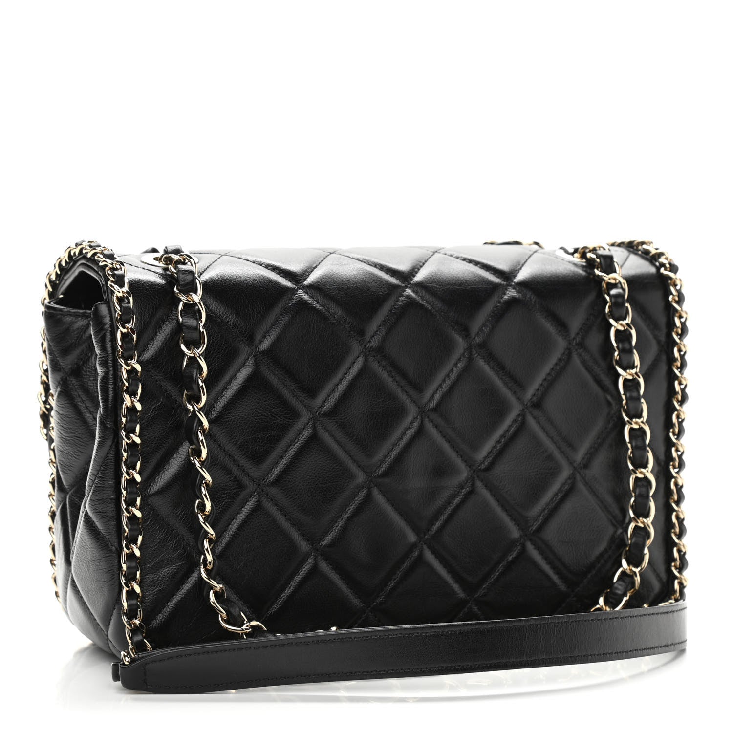 Chanel Crumpled Calfskin Medium Chain All Over Flap Black 3 of 11