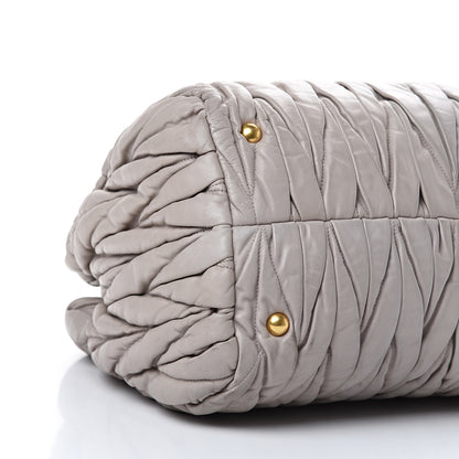 Miu Miu Nappa Matelasse Bauletto Top Handle Tote Pomice 9 of 23