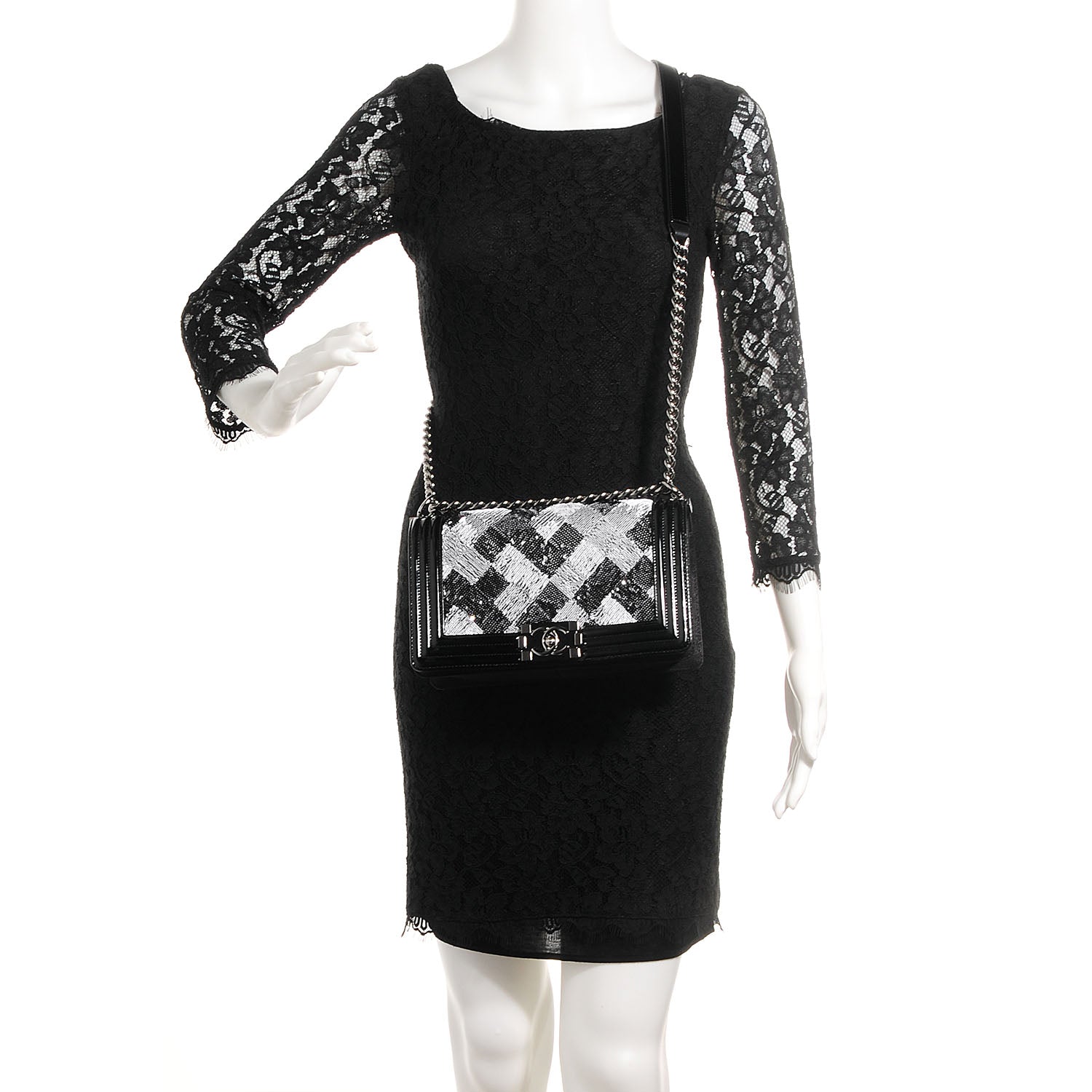 Chanel Sequin Medium Boy Flap Bag Black 2 of 7