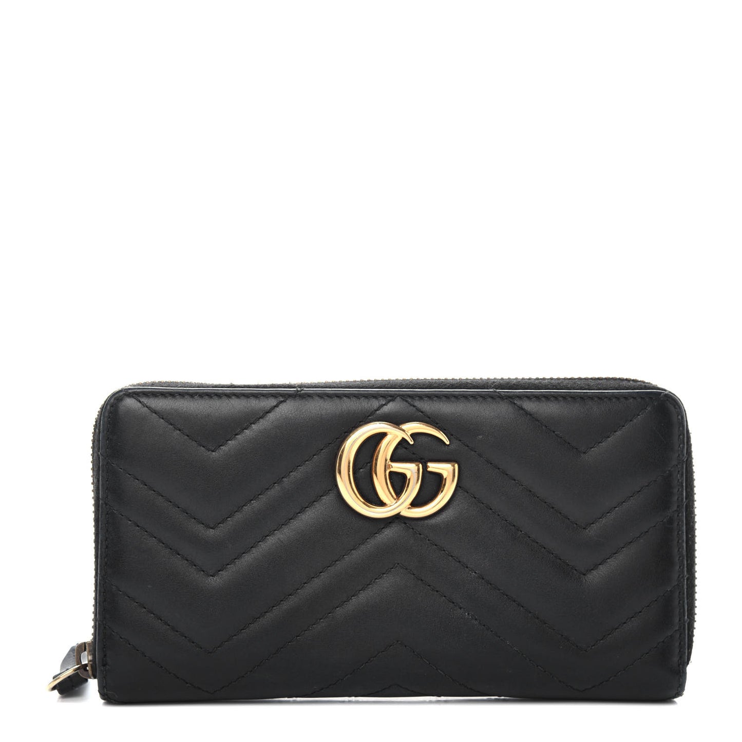 Calfskin Matelasse GG Marmont Zip Around Wallet Black