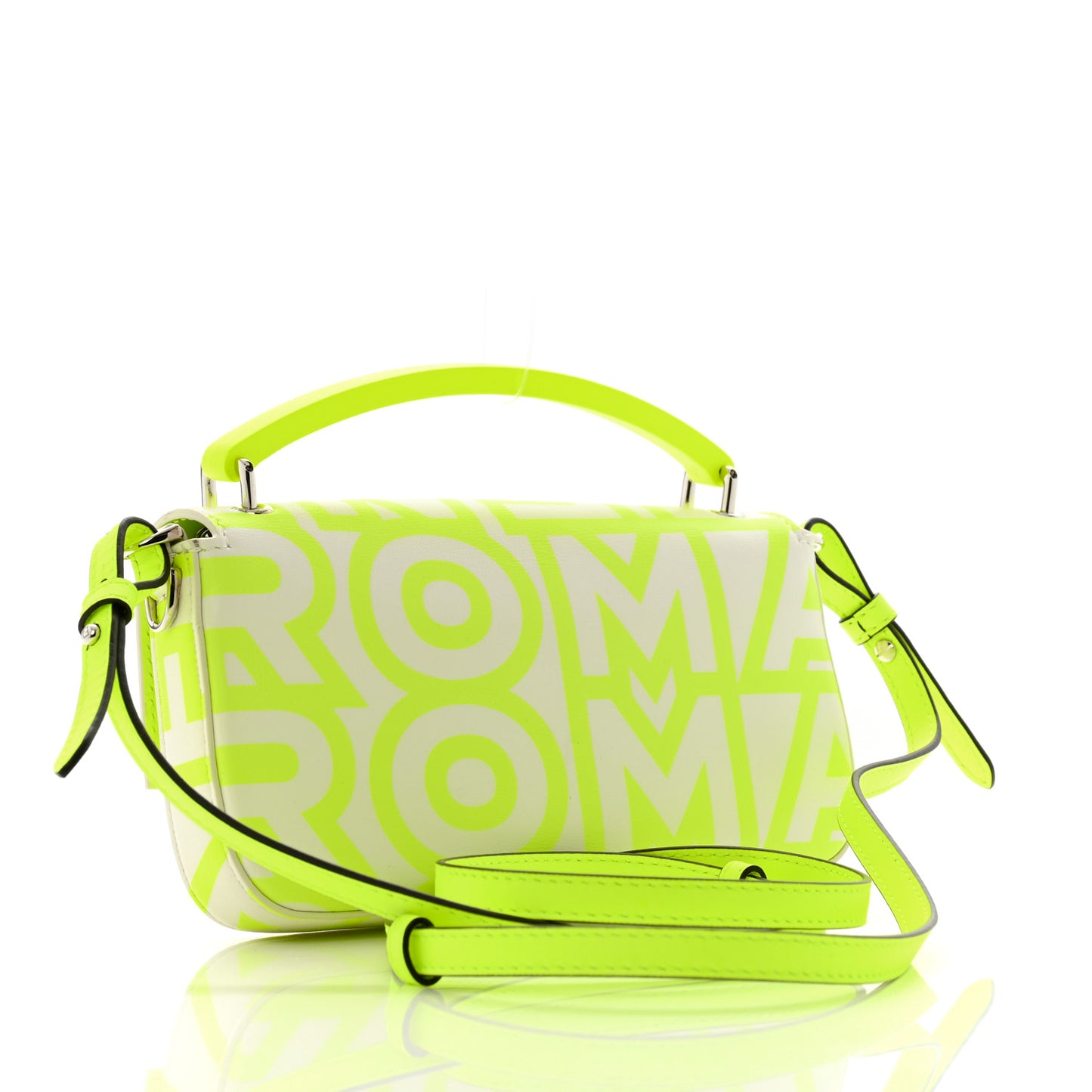 X MARC JACOBS Nappa Vitello King Logo Print Phone Baguette Yellow Fluo