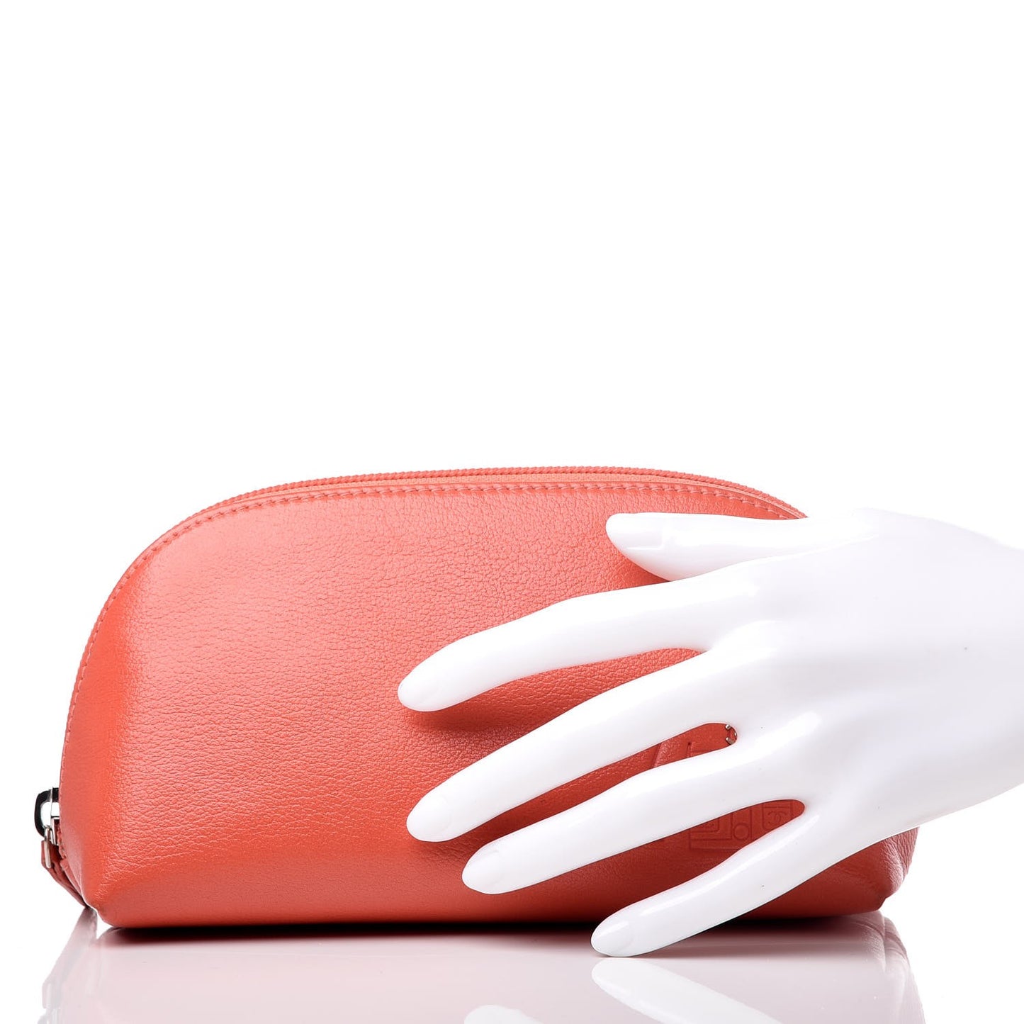 Goatskin Jacket Embossed Cosmetic Case Orange
