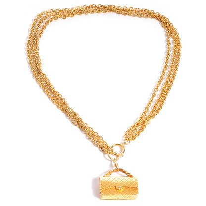 Chanel Classic Flap Pendant Necklace Gold 3 of 6