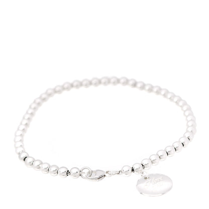 Tiffany Sterling Silver 4mm I Love You Round Tag Bead Bracelet 1 of 6