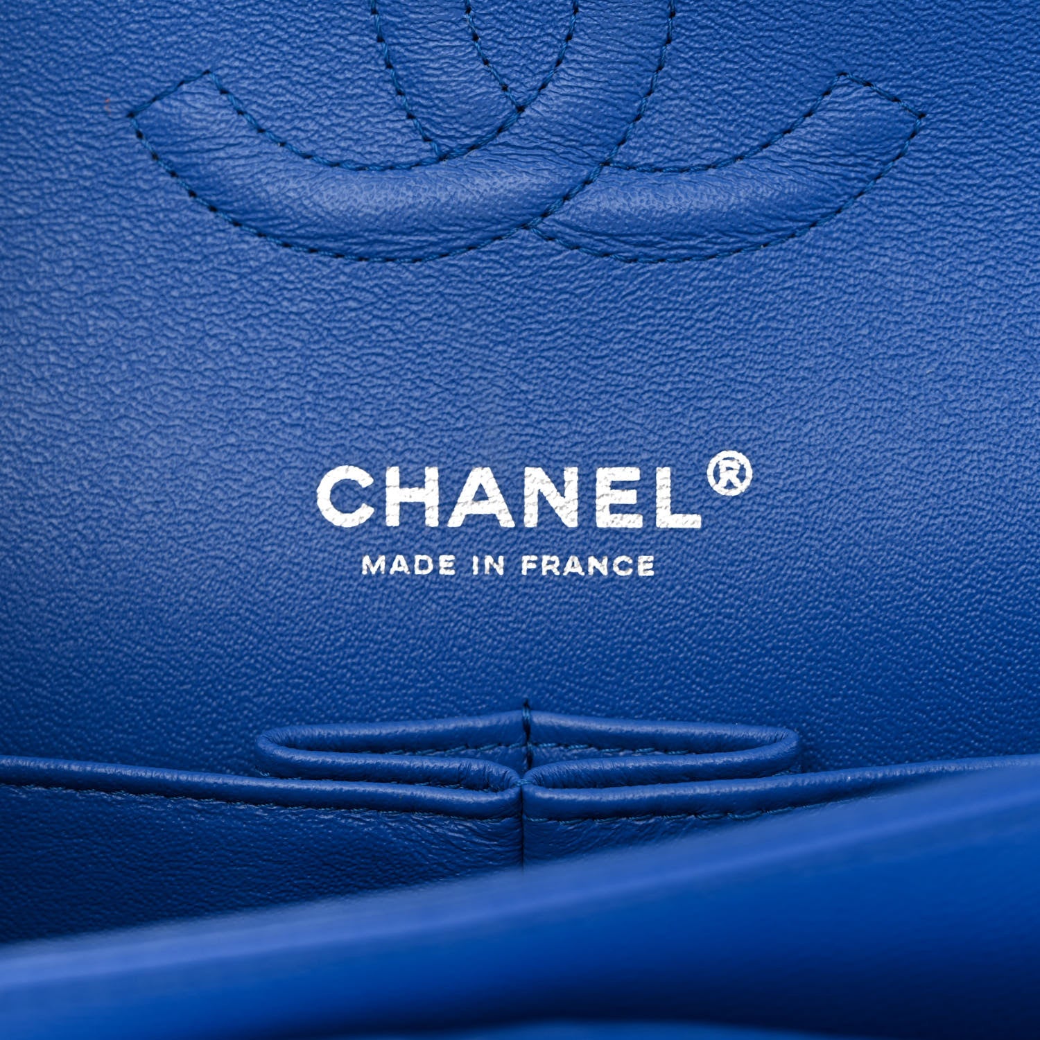 Chanel Caviar Chevron Quilted Medium Double Flap Blue 6 of 12