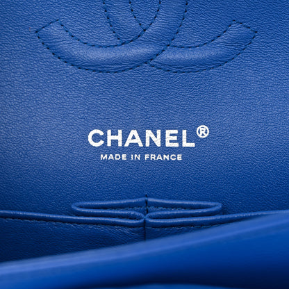 Chanel Caviar Chevron Quilted Medium Double Flap Blue 6 of 12