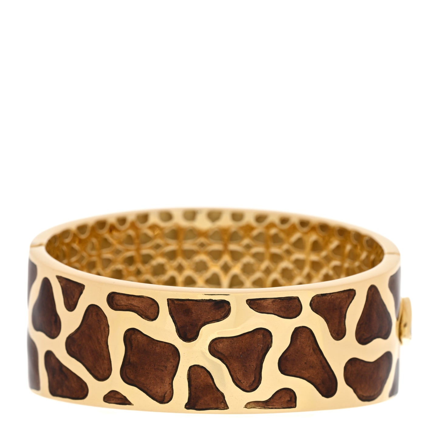 18K Yellow Gold Enamel Giraffe Animalier Bangle Bracelet