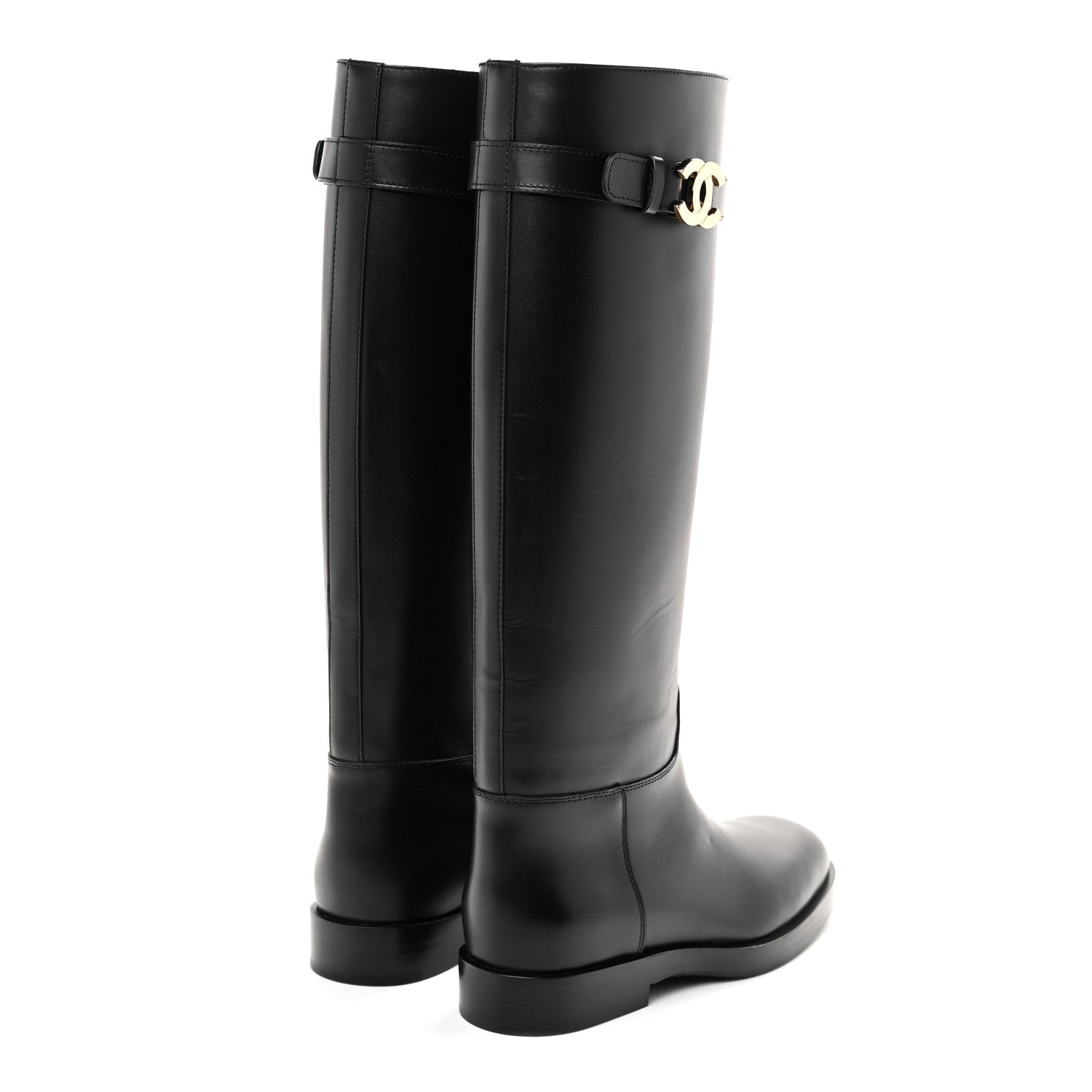 Chanel Calfskin CC Buckle High Boots 38 Black 4 of 8