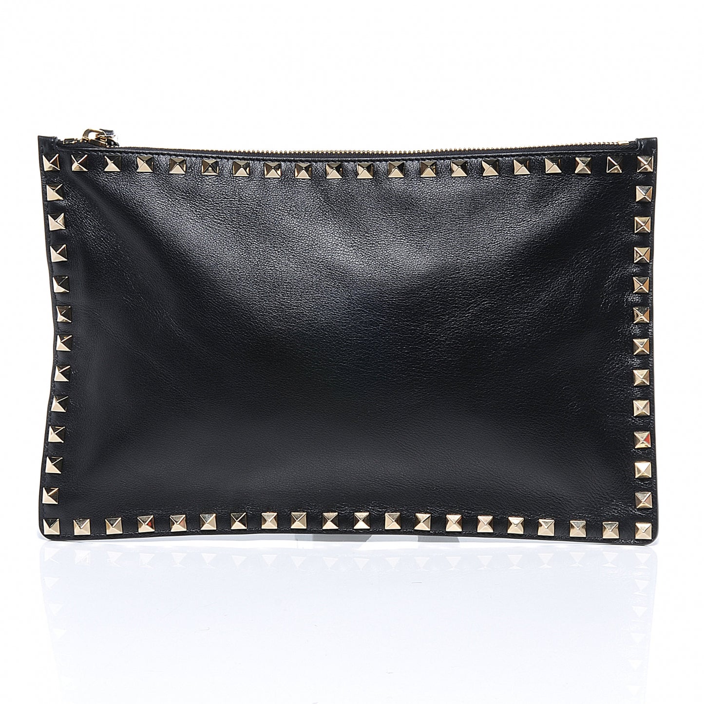Vitello Large Rockstud Zip Pouch Black