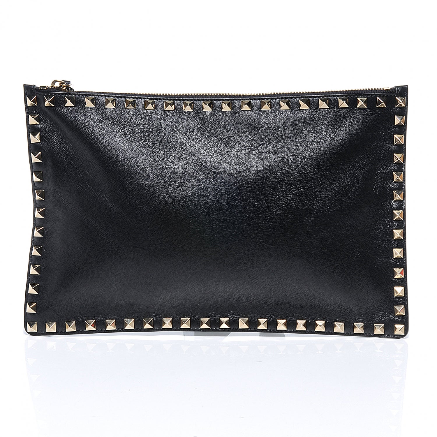 Valentino Garavani Vitello Large Rockstud Zip Pouch Black 7 of 9