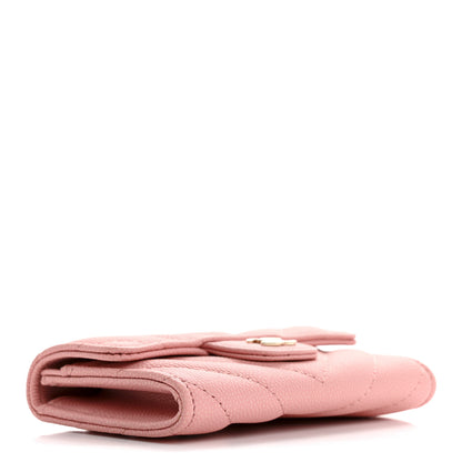 Chanel Caviar Flat Chevron Quilted Flap Card Holder Pink 4 of 10