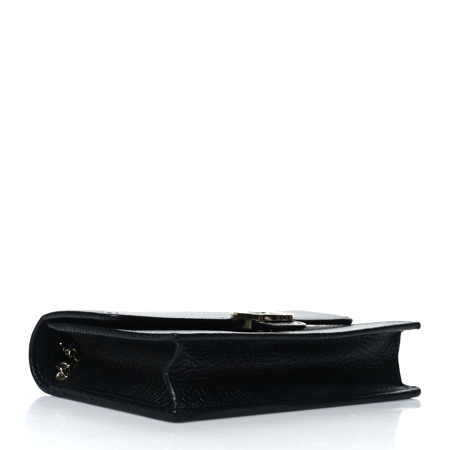 Dollar Calfskin Interlocking G Chain Wallet Black