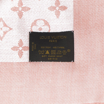 Louis Vuitton Silk Wool Monogram Denim Shawl Rose 4 of 4