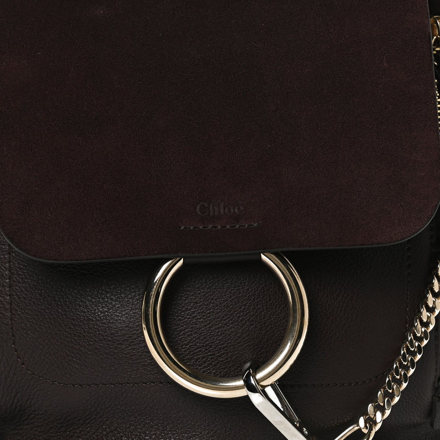 Suede Calfskin Small Faye Backpack Carbon Brown
