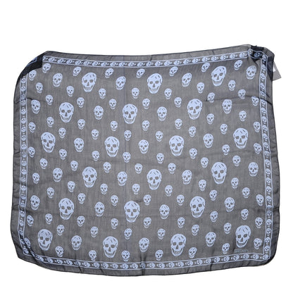Alexander McQueen Silk Chiffon Skull Scarf Blue 3 of 4