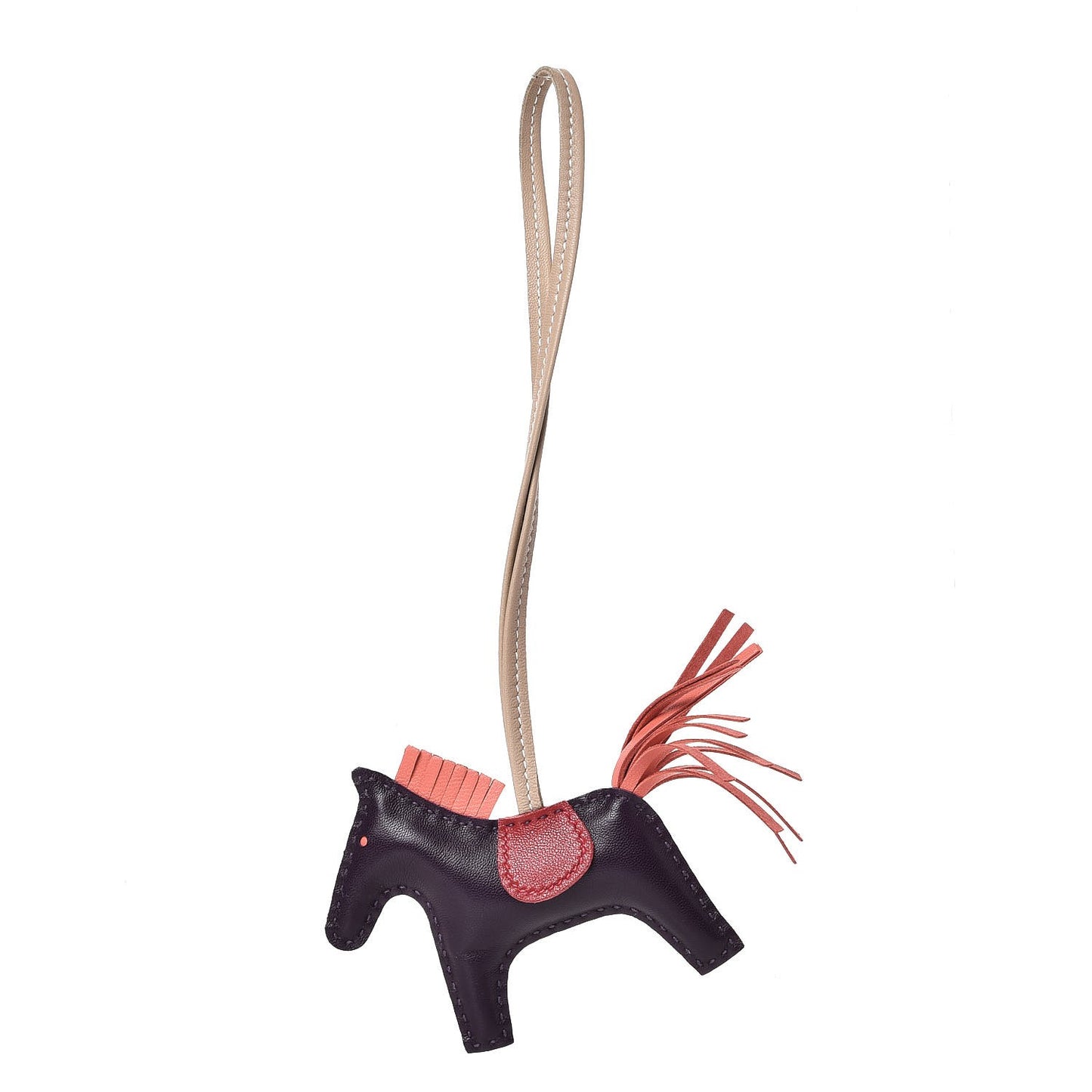 Milo Lambskin Grigri Rodeo Horse Bag Charm PM Raisin Flamingo Rouge Vif Argile