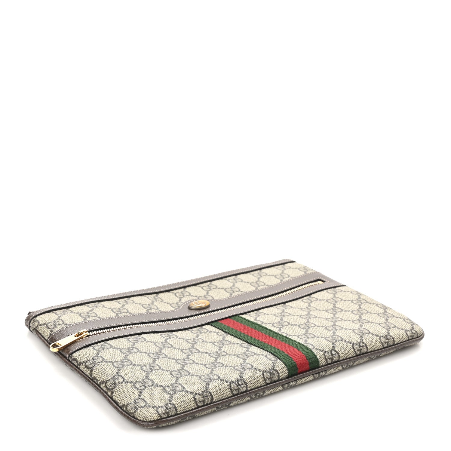 Gucci GG Supreme Monogram Large Ophidia Pouch Clutch Brown 4 of 8