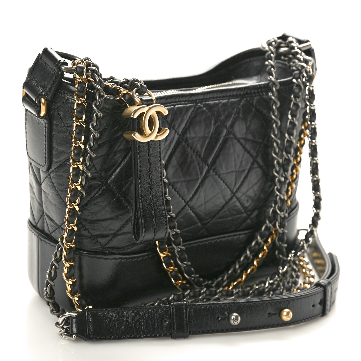 Chanel Aged Calfskin Quilted Small Gabrielle Hobo Black 3 of 10