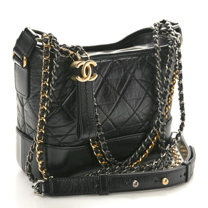 Chanel Aged Calfskin Quilted Small Gabrielle Hobo Black 3 of 10