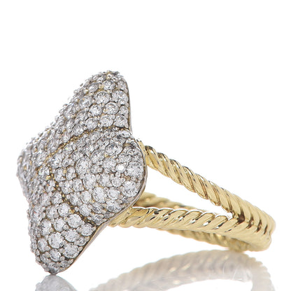 David Yurman 18K Yellow Gold Pave Diamond 23mm Quatrefoil Ring 54 7 3 of 6