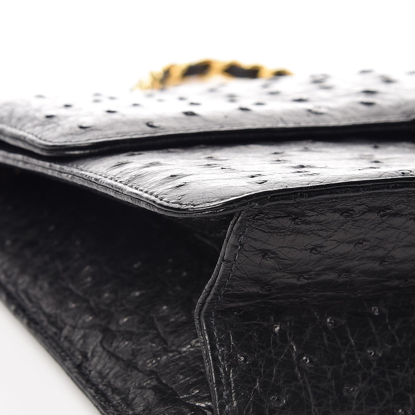 Ostrich Medium Single Flap Black