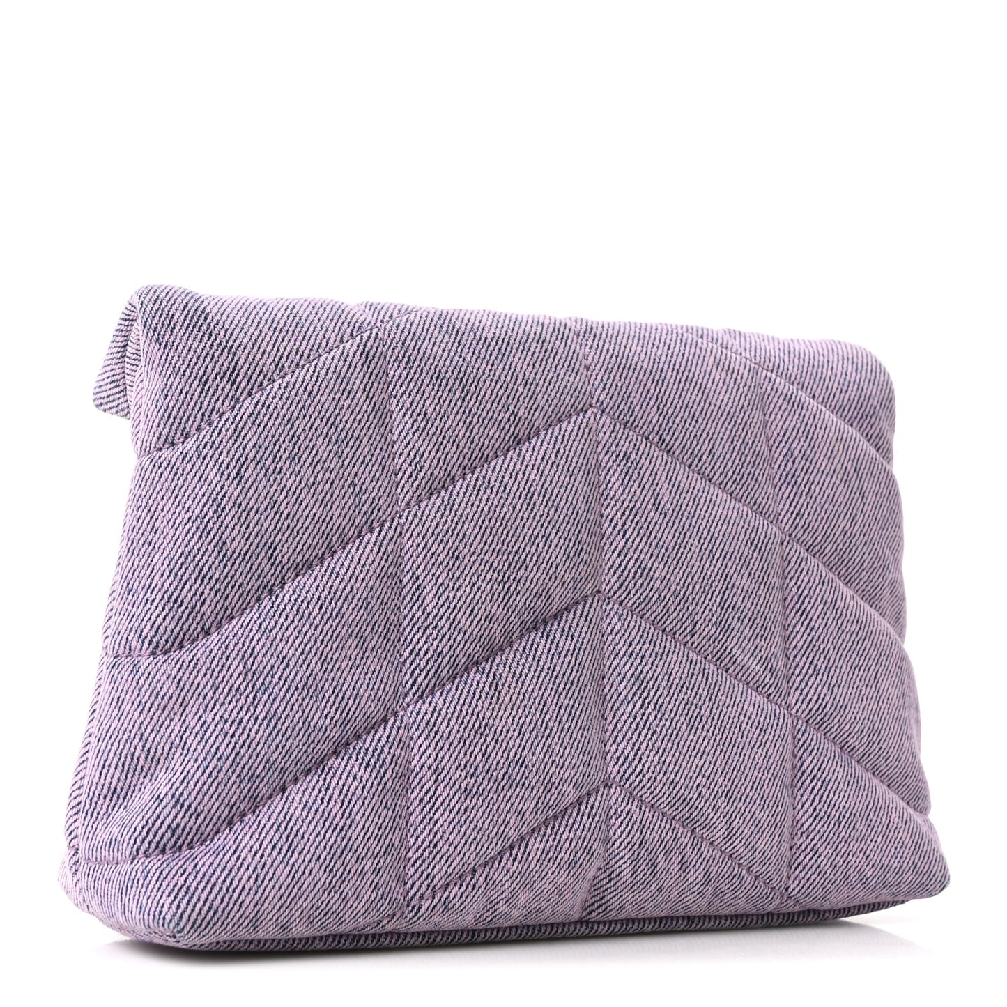 Denim Quilted Loulou Puffer Monogram Pouch Clutch Bleached Lilac