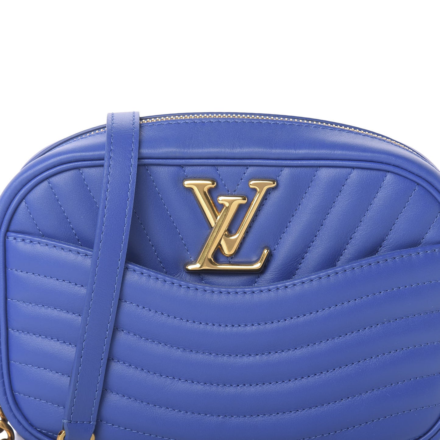 Calfskin New Wave Camera Bag Bleu Neon
