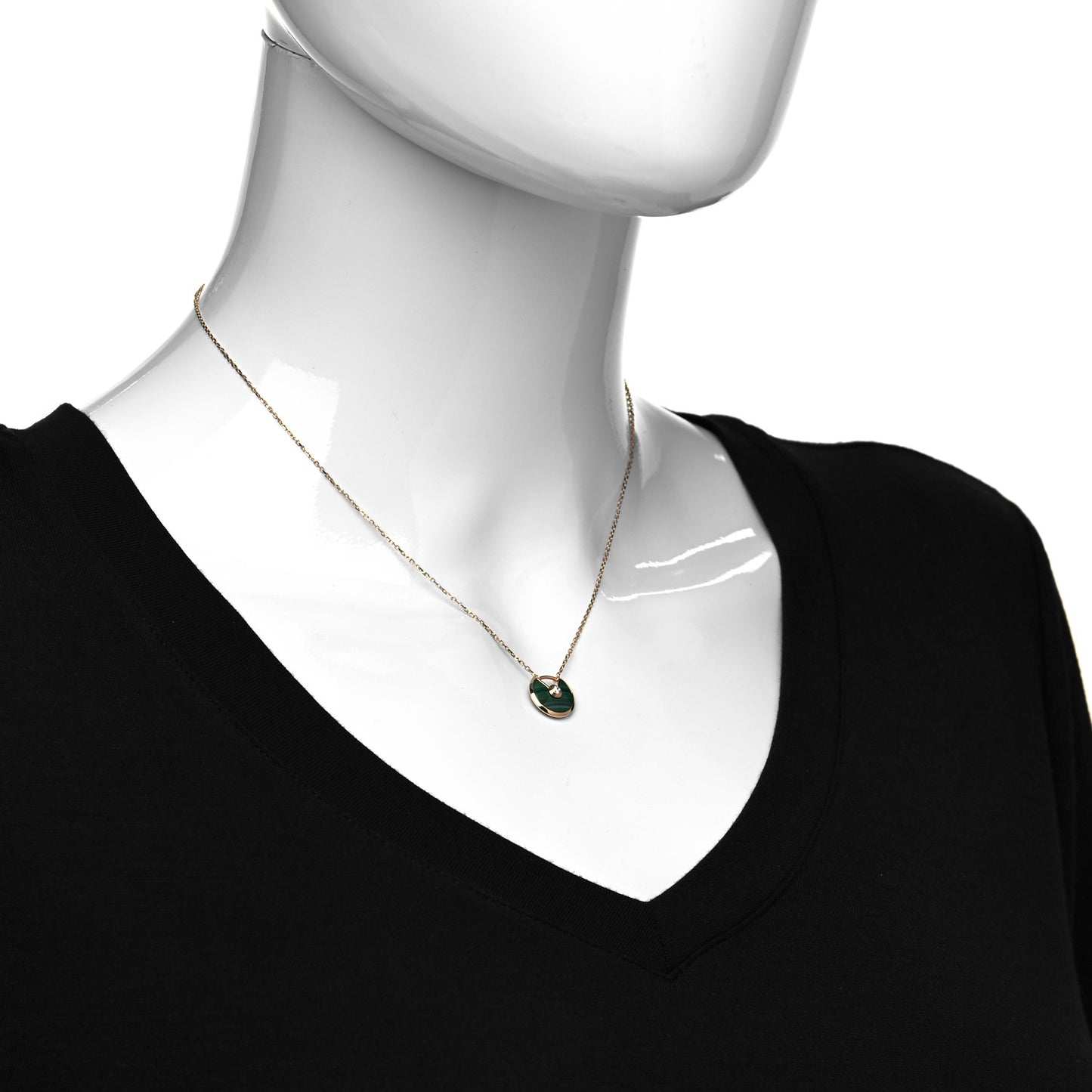 18K Pink Gold Diamond Malachite XS Amulette de Cartier Pendant Necklace