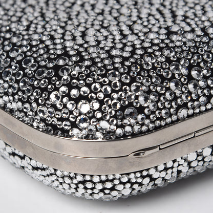 Alexander McQueen Crystal Nappa Queen and King Skull Box Chain Clutch Black Silver 8 of 13
