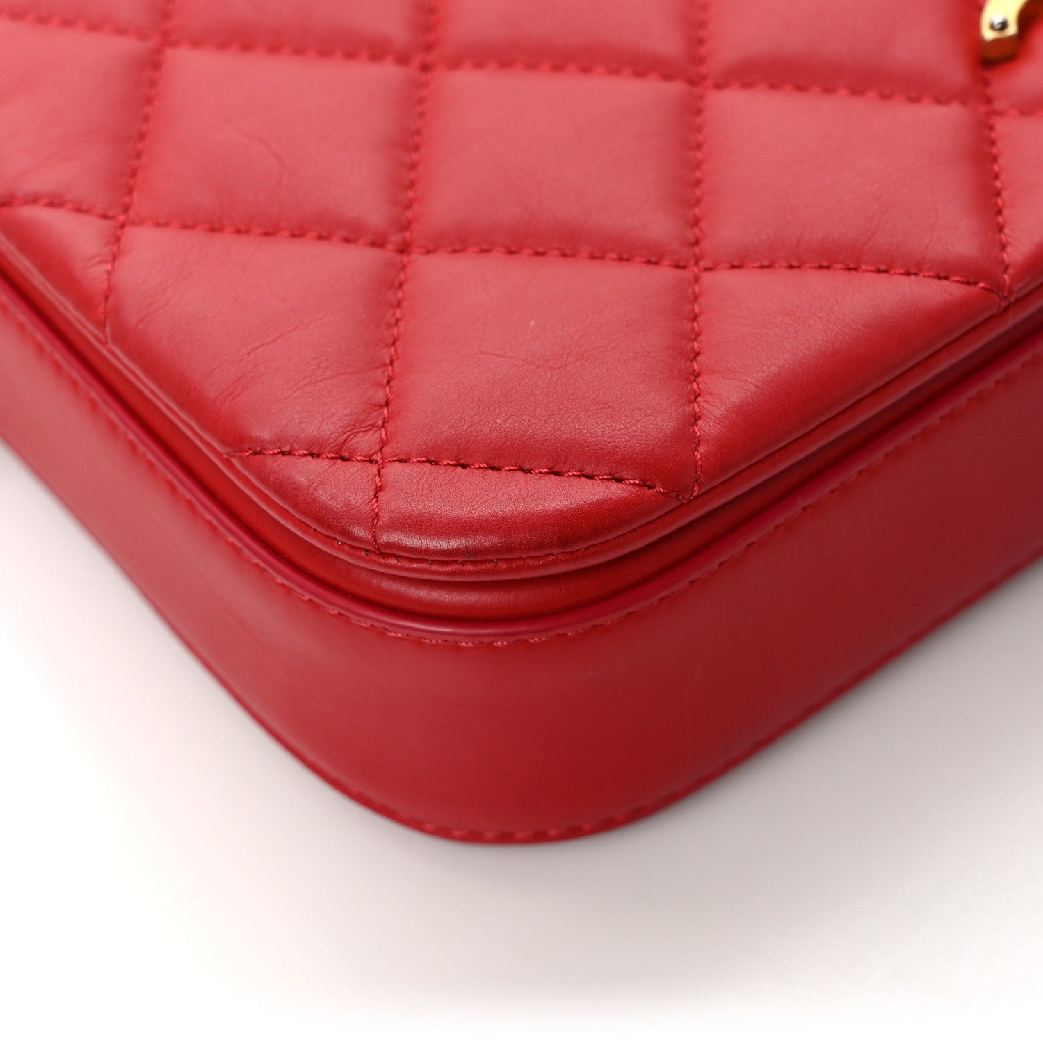 Chanel Calfskin Quilted Nailed CC Flap Bag Red 9 of 10