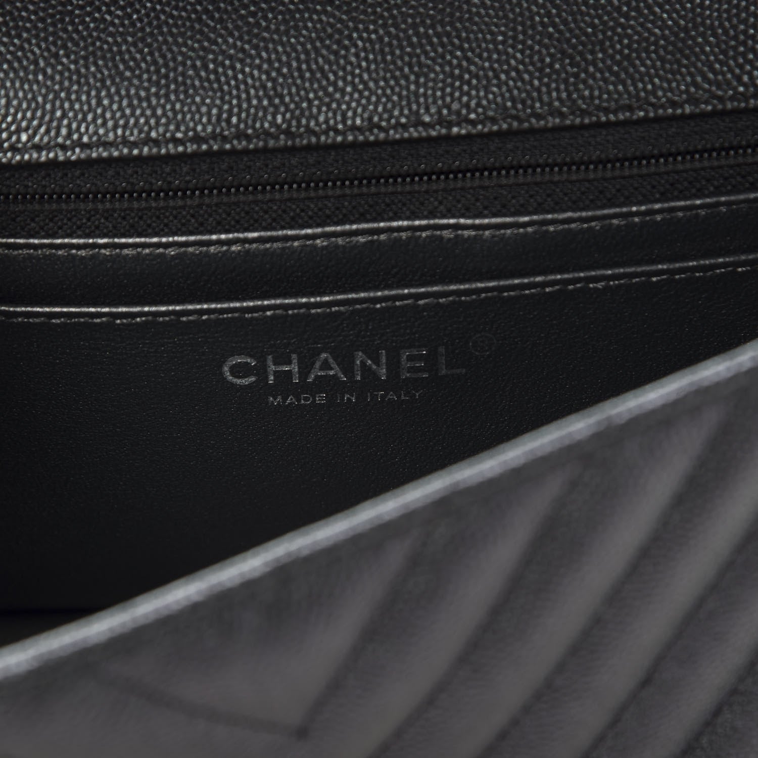 Chanel Iridescent Caviar Chevron Quilted Mini Rectangular Flap Black 7 of 10