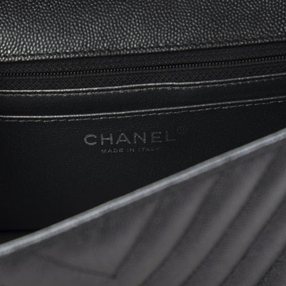 Chanel Iridescent Caviar Chevron Quilted Mini Rectangular Flap Black 7 of 10